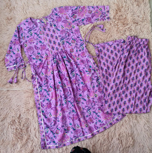Purple Colour Floral Print Nyra Cut suit