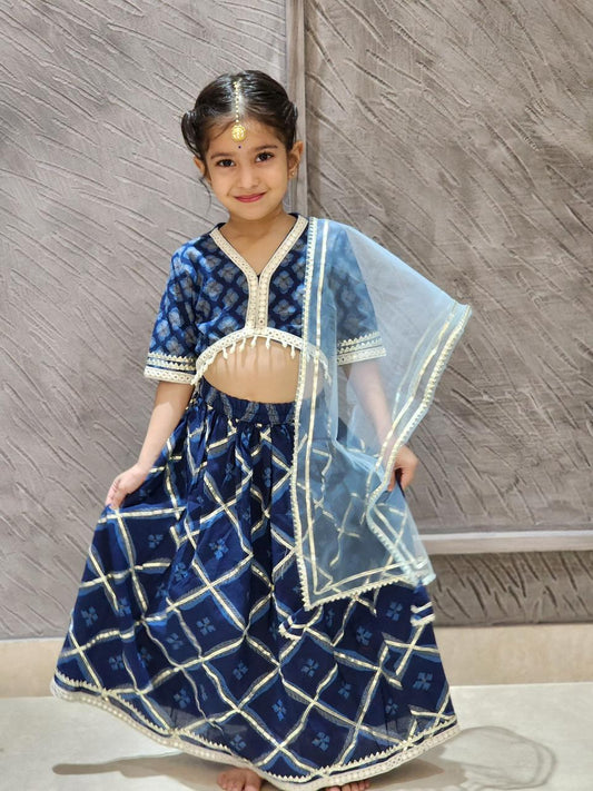 Jaal Buta Blue Lehenga Choli