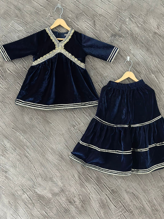Blue Colour Anarkali Suit with Sharara set
