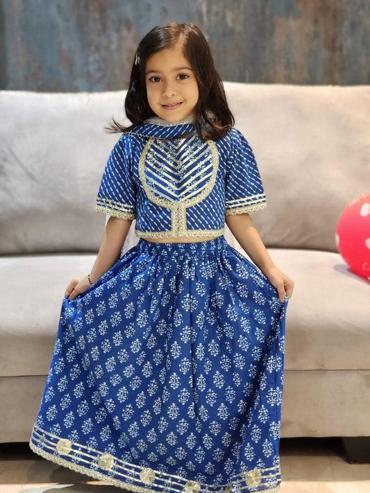 Mothada Print Blue Colour Lehenga Choli