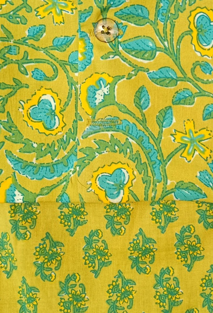 Lime Green print Jacket with Kurta -Pyjama