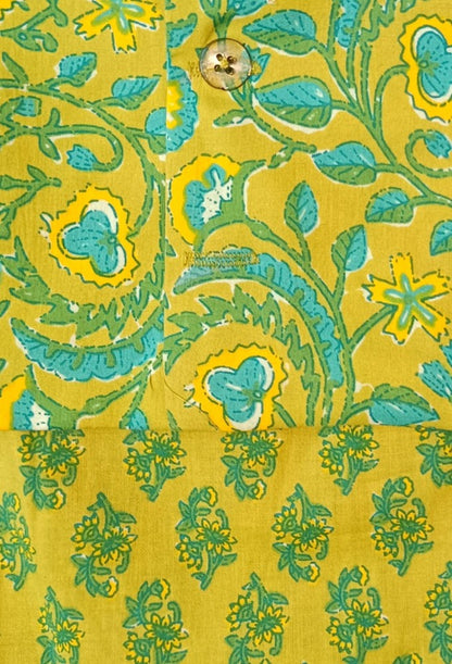 Lime Green print Jacket with Kurta -Pyjama