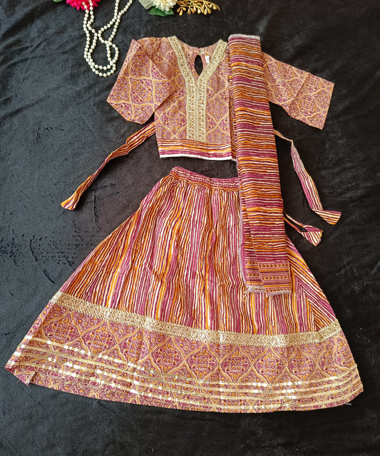 Ajrakh  Print Purple Colour lehenga Choli