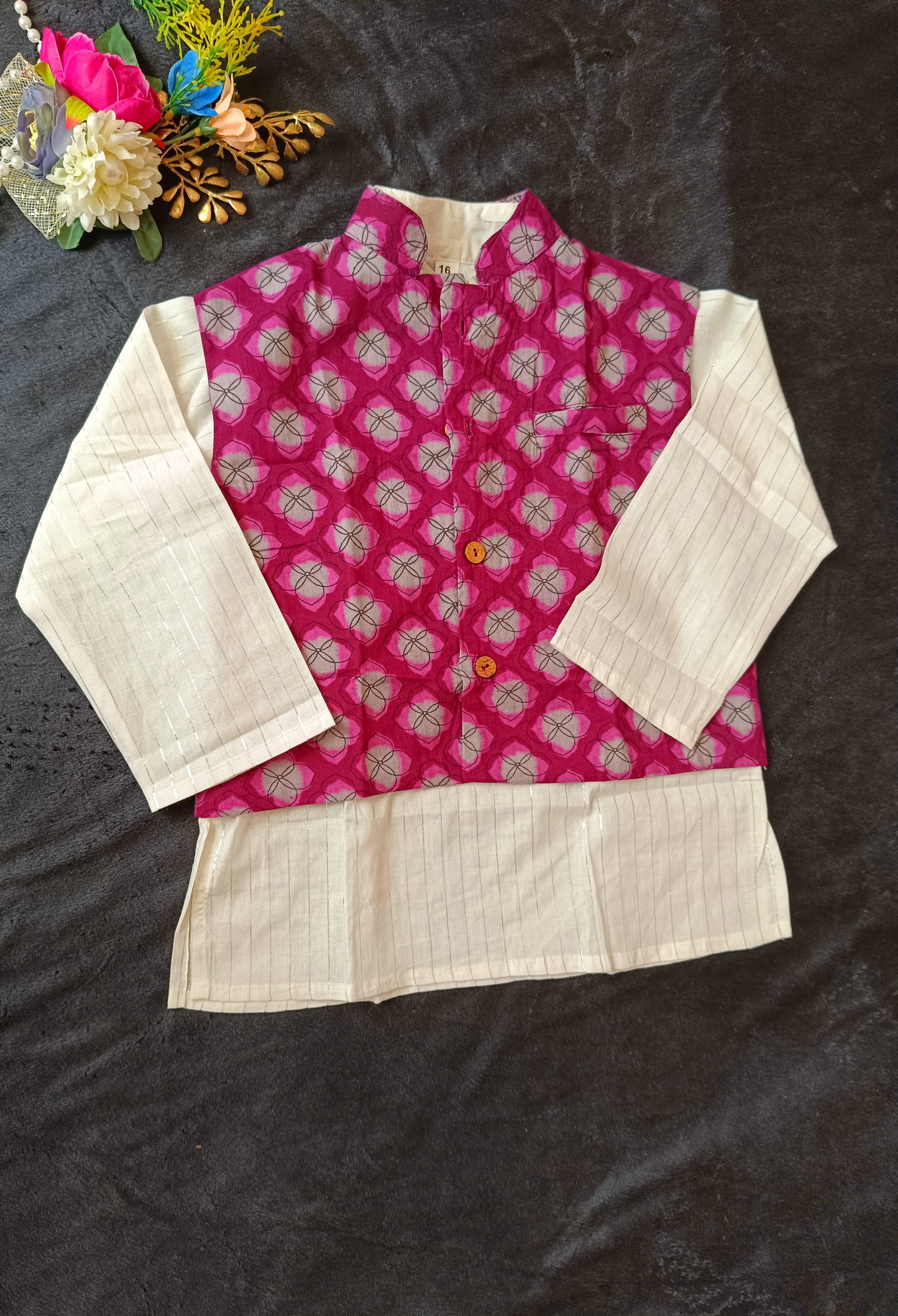 Wine Jaal Buta Jacket with Kurta Pyjama
