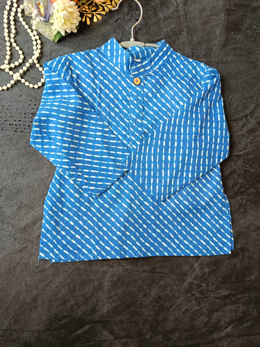 Blue Colour Mothada Print Kurta Pajama