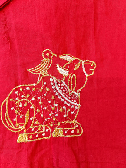 Maroon Colour Nandi Print Kurta Set