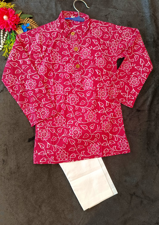 Rani Pink Colour Discharge  Print