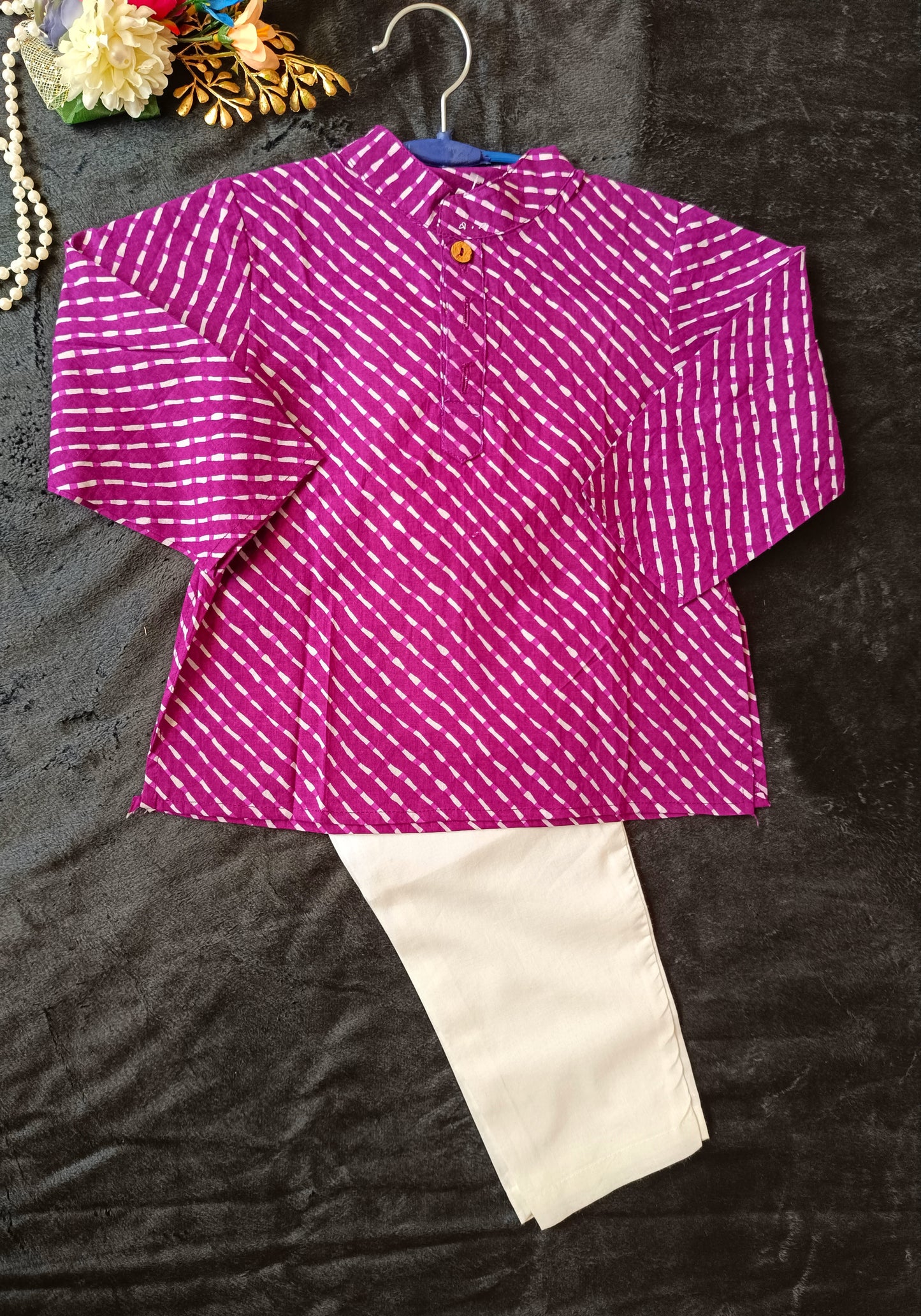 Purple Colour Mothada Print Kurta Payjama