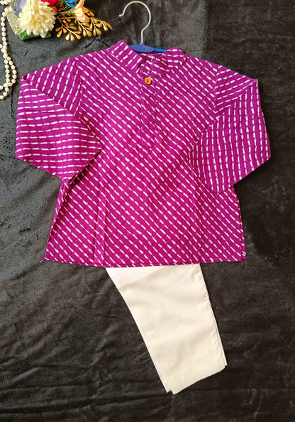 Purple Colour Mothada Print Kurta Payjama