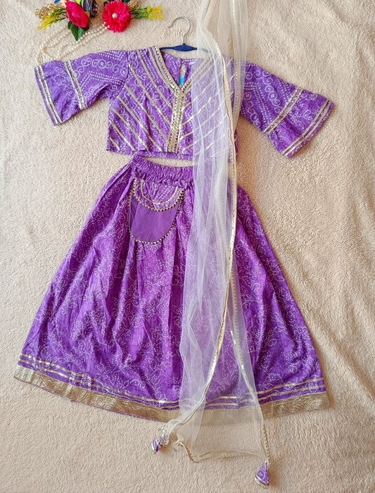 Bandhej Print  Lavender Colour lehenga Choli