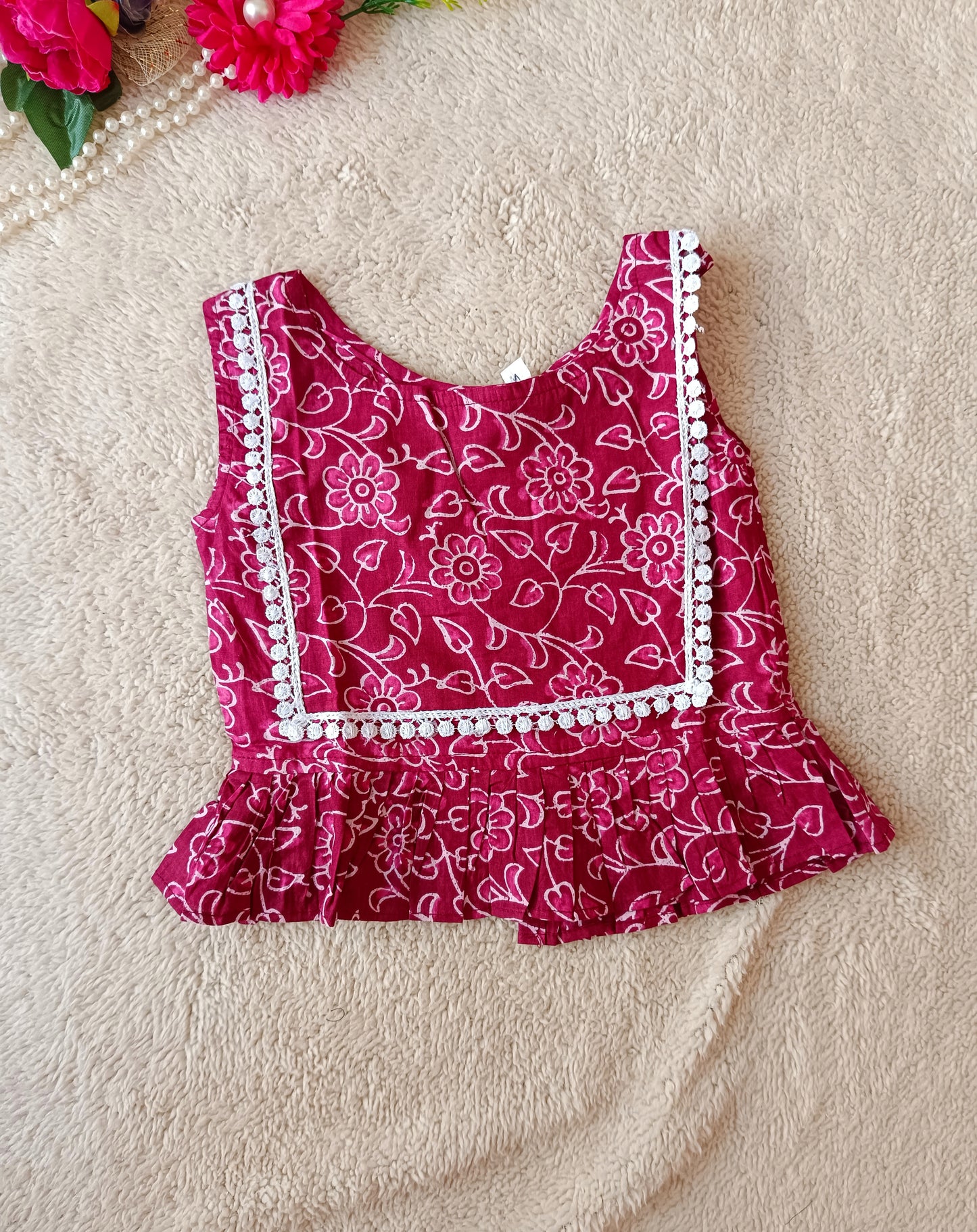 Indigo Print Maroon Colour Cord Set