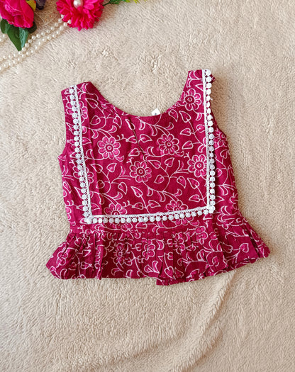 Indigo Print Maroon Colour Cord Set