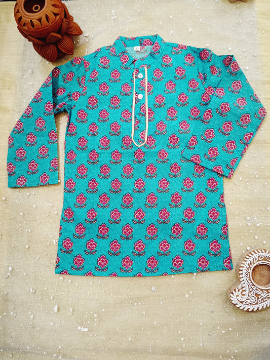 Flower Print Blue Colour Kurta