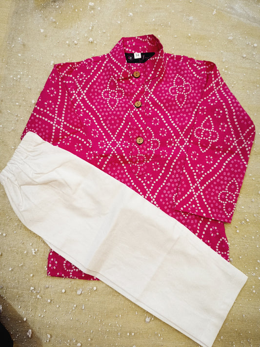 Jaipuri Print Rani colour Kurta pajama