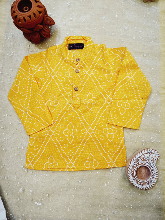 Jaipuri Print Yellow Colour Kurta Pajama