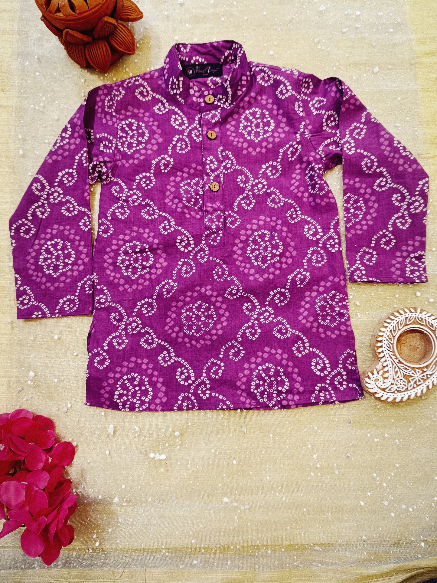 Jaipuri Print Purple Colour Kurta Payjama