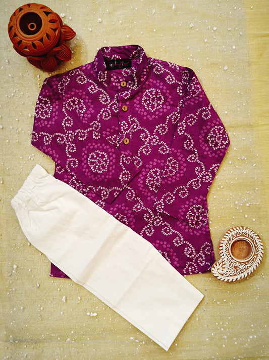 Jaipuri Print Purple Colour Kurta Payjama
