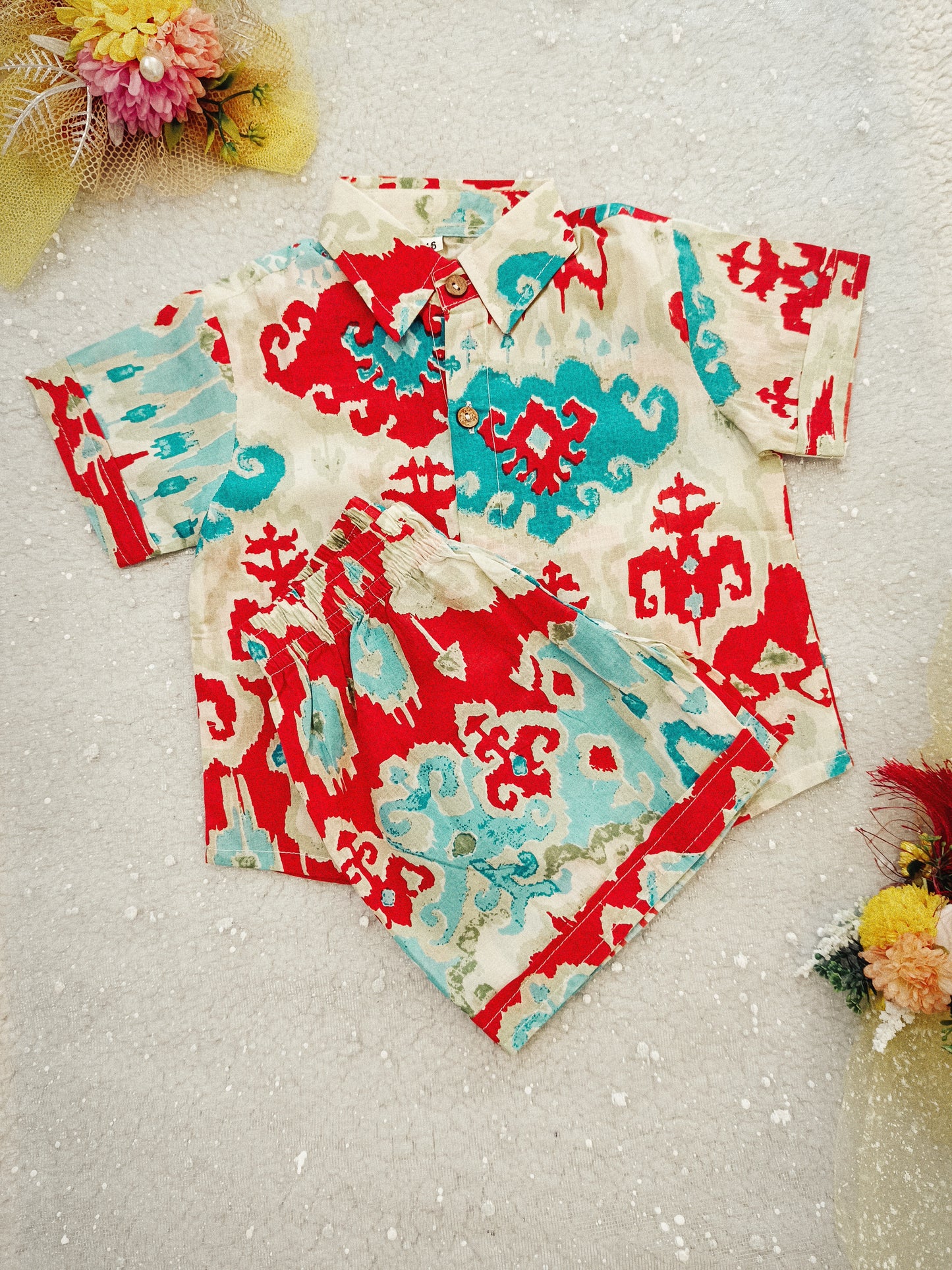 Abstract Print Multi Colour Cord Set For boys
