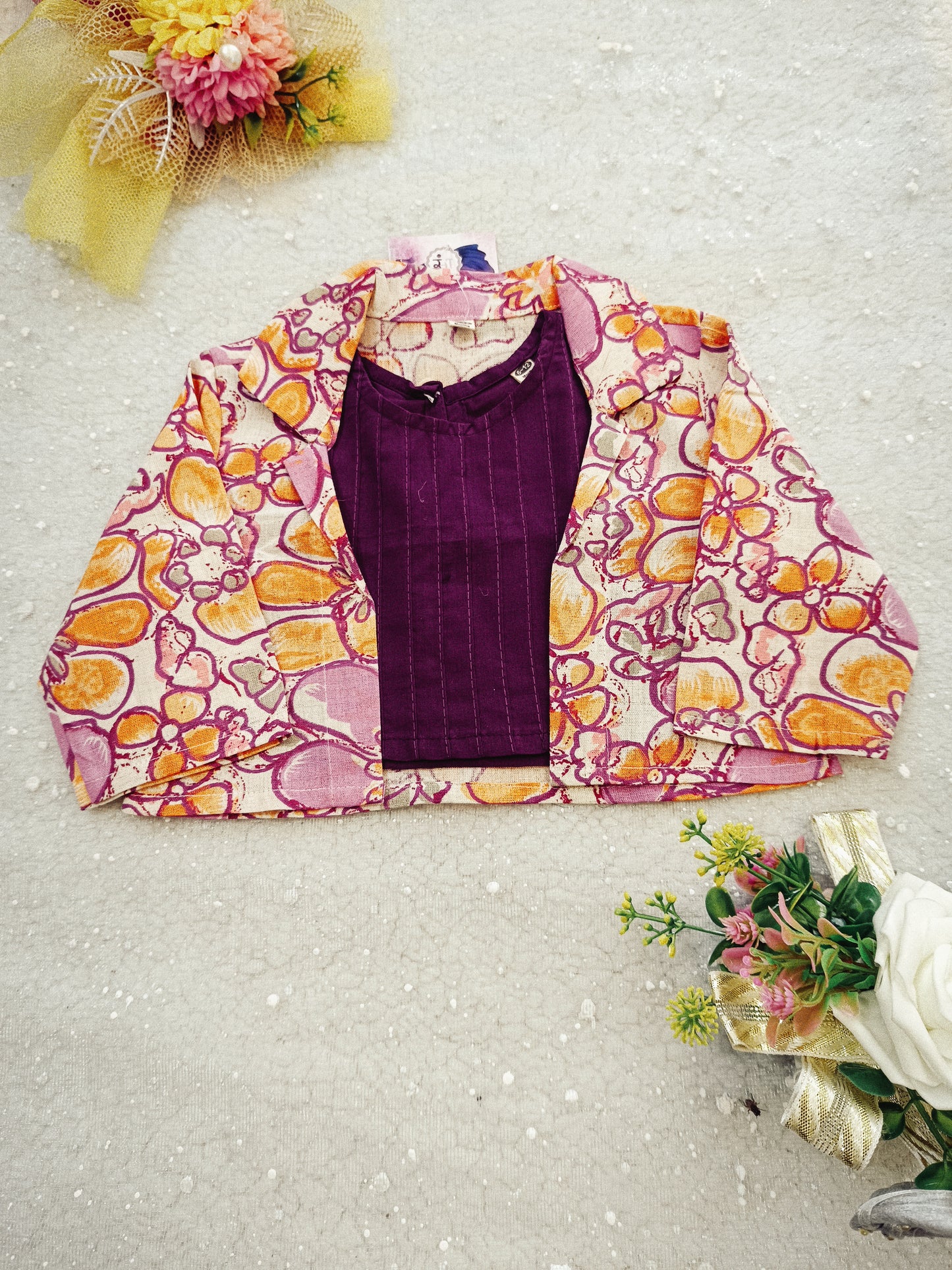 Block Print purple colour cord set