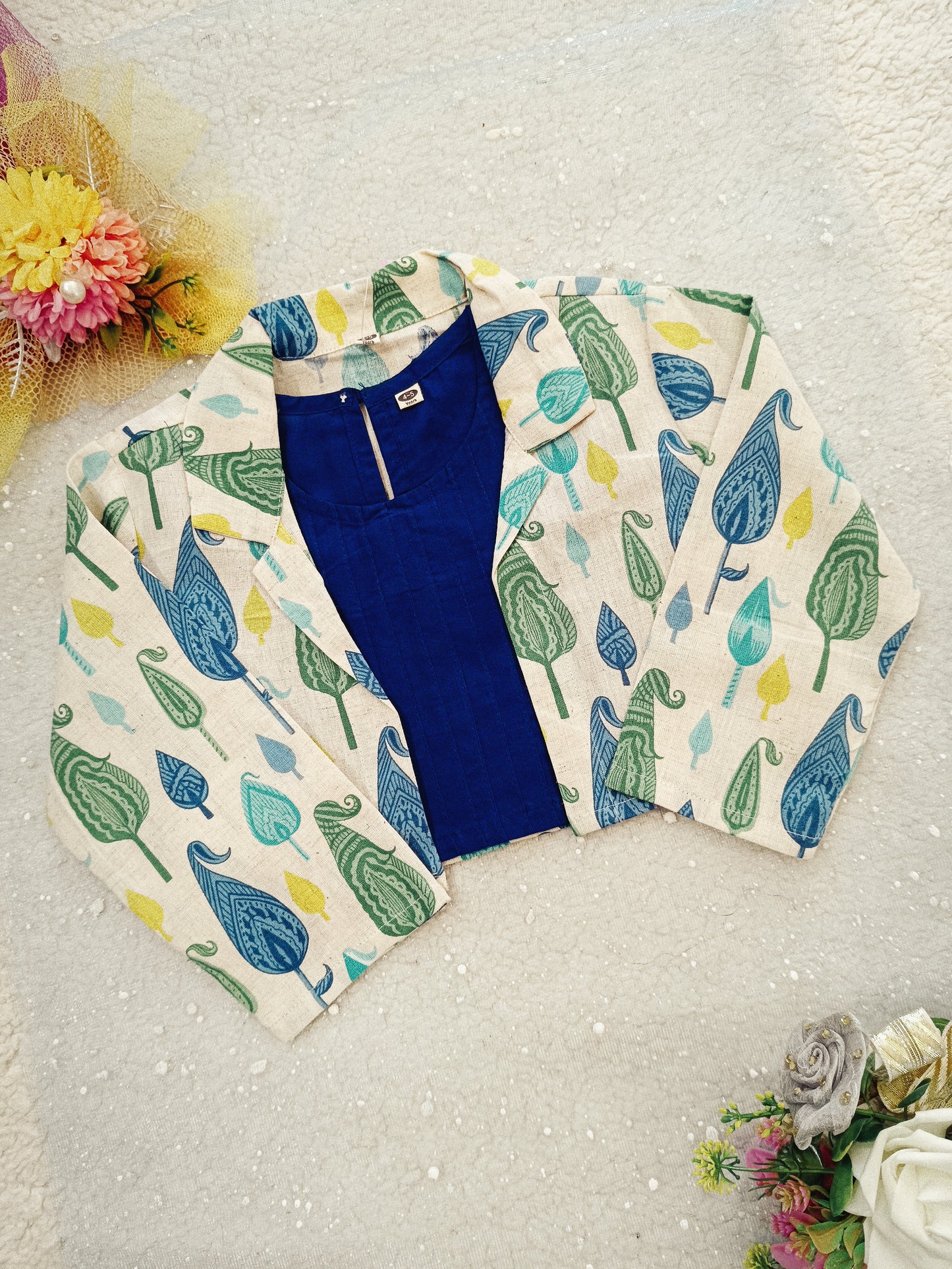 Block Print Blue colour cord set