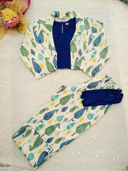 Block Print Blue colour cord set