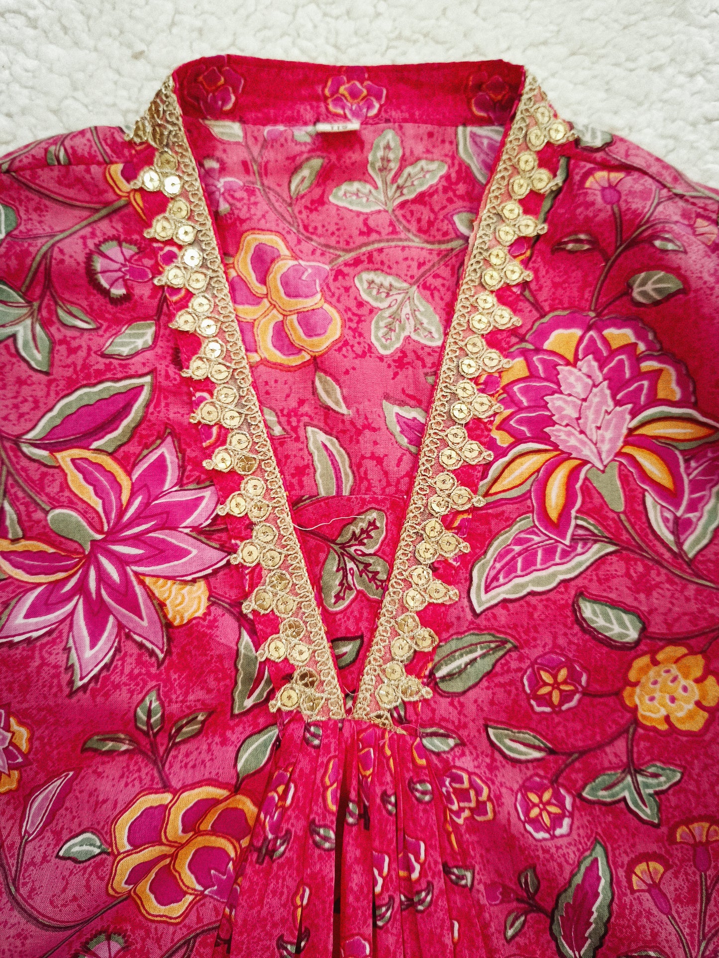 Floral Print Rani Pink Colour Anarkali Suit With Afghani Salwar
