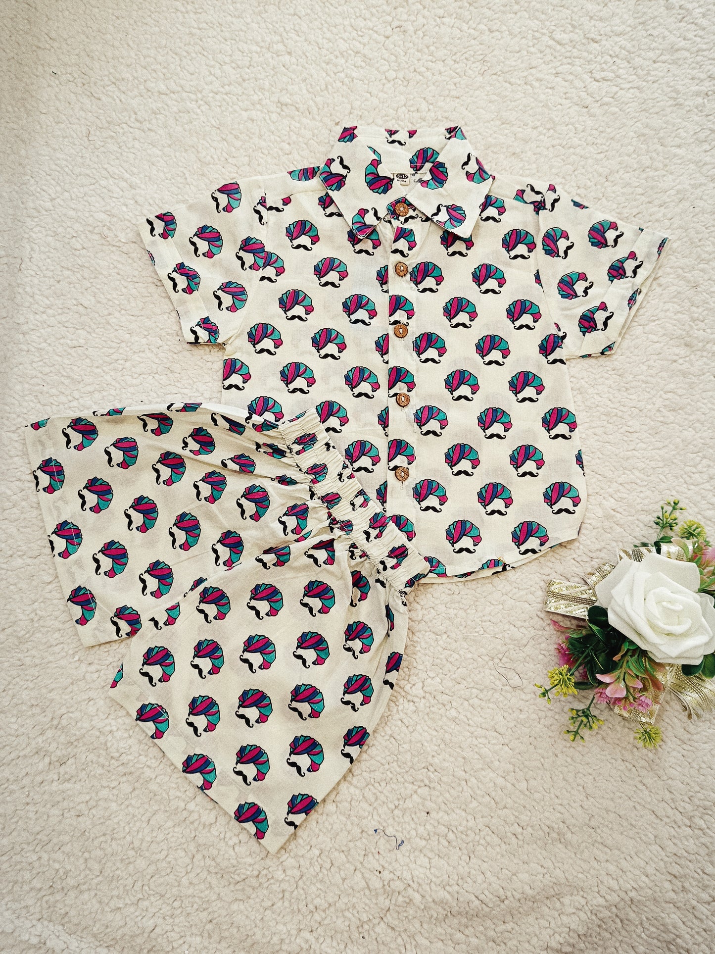 Turbun Print Pink & Blue Colour Cord Set