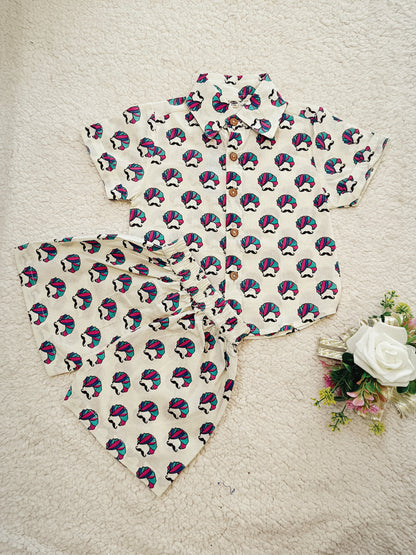 Turbun Print Pink & Blue Colour Cord Set