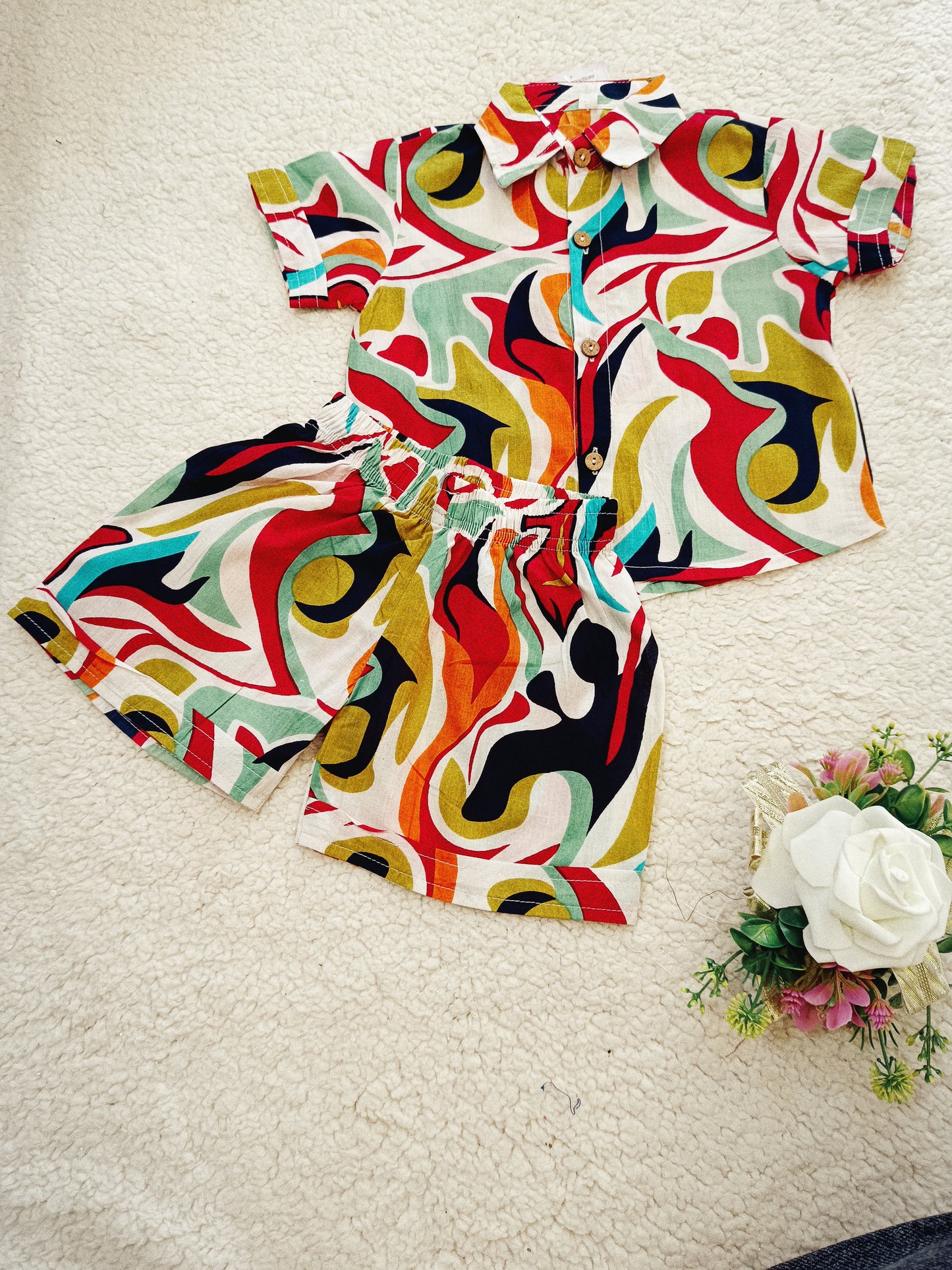 Digital Abstract print Multi Colour Cord Set