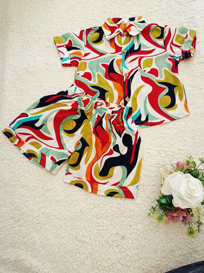 Digital Abstract print Multi Colour Cord Set