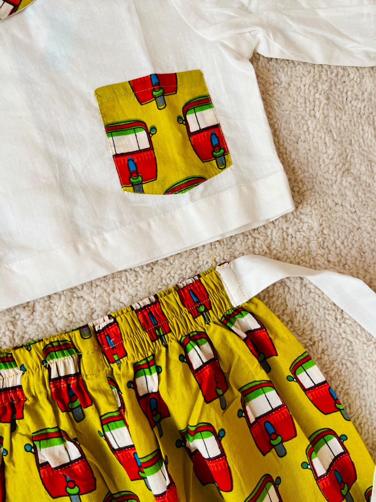 Auto printed mustard colour cord set