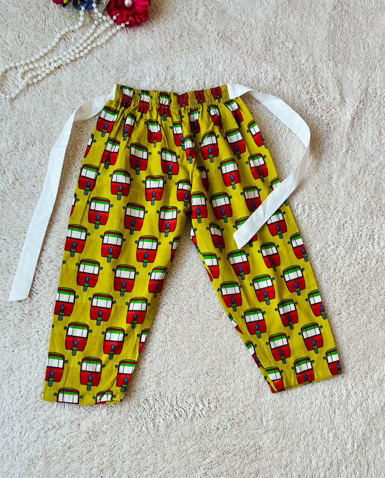 Auto printed mustard colour cord set